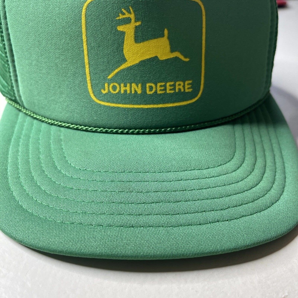 John Deere Mesh Snap Patch Trucker Hat Foam Rope Swingster Green VTG - Picture 3 of 12